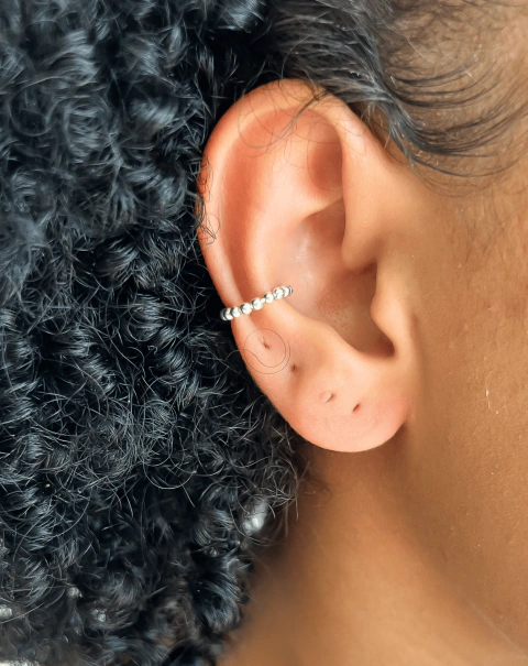 Piercing de Pressão de Prata Bolinhas