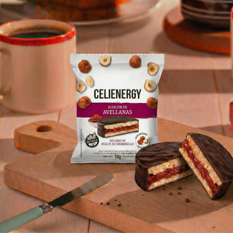 Celienergy alfajor membrillo y chocolate negro x12 un - comprar online