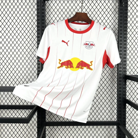 Camisa Red Bull Leipzig I 26/27 - Torcedor Puma Masculina - Branca com detalhes em vermelho