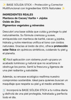 Base sólida stick con protección solar física y corrector multifuncional - tienda online