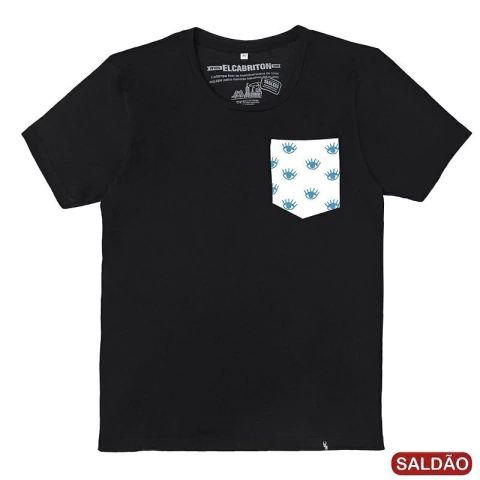 Olhos Bolso - Camiseta Clássica Masculina c/ Bolso-Saldão