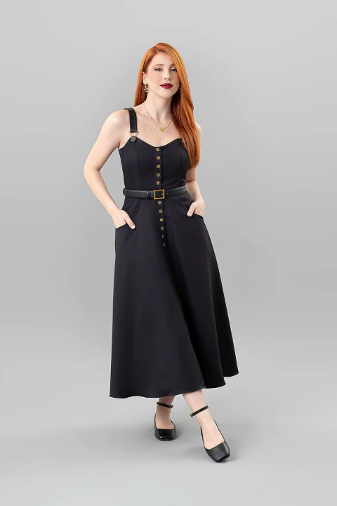 VESTIDO/SALOPETE SUPER MIDI BELLATRIX - BLACK