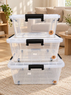 SET X 3 CAJA ORGANIZADORA 12 LITROS -23 Y 35 LITROS CON RUEDAS + 4 TRABAS - SAGRA STORE | Bazar y Organización del Hogar