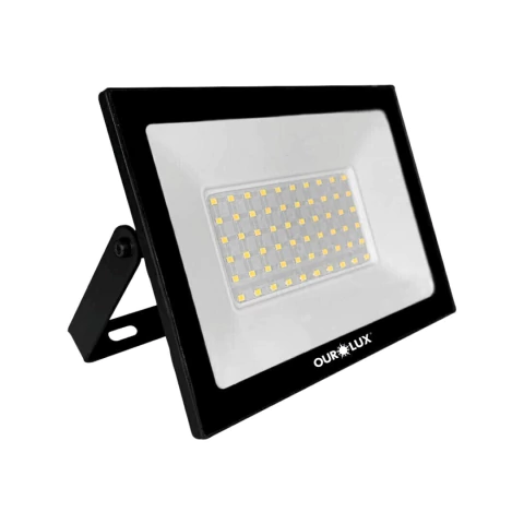 REFLETOR LED 50W LUZ BRANCO MORNO 3000K CORPO PRETO OUROLUX