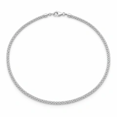 Choker de Prata 925 Malha Popcorn