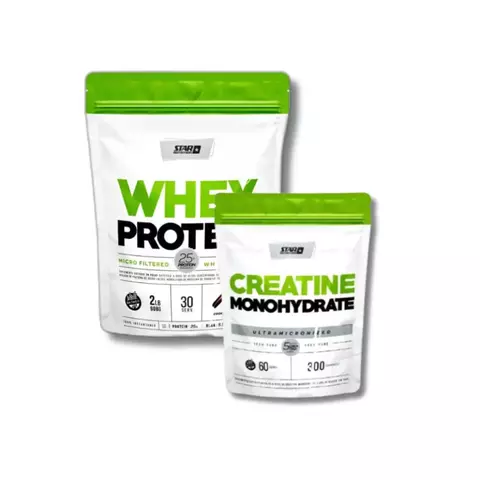 Combo Whey 907g + Creatina 300g Doypack neutra Star Nutrition