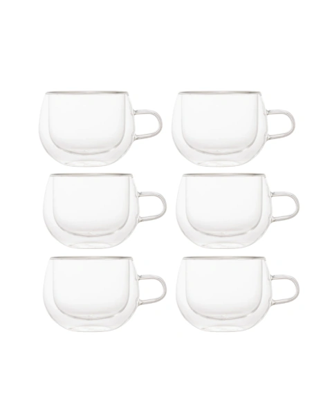 Conjunto 6 Xícaras de Café e Chá Parede Dupla de Vidro Borossilicato 240ml - Lyor