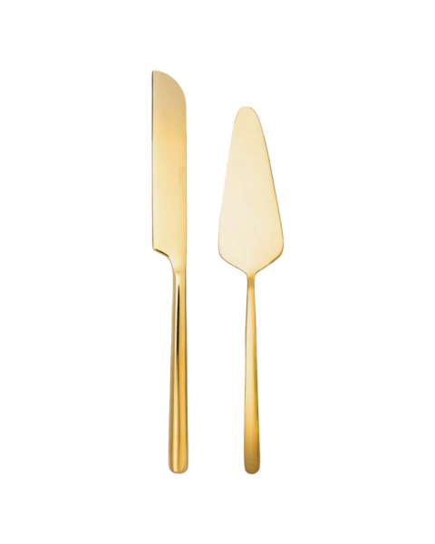 Conjunto 2 Peças para Bolo Viena Aço Inox Dourado Elegante