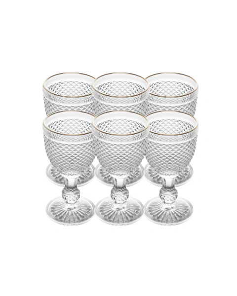 Conjunto 6 Taça de Água Bico de Jaca Vidro Incolor