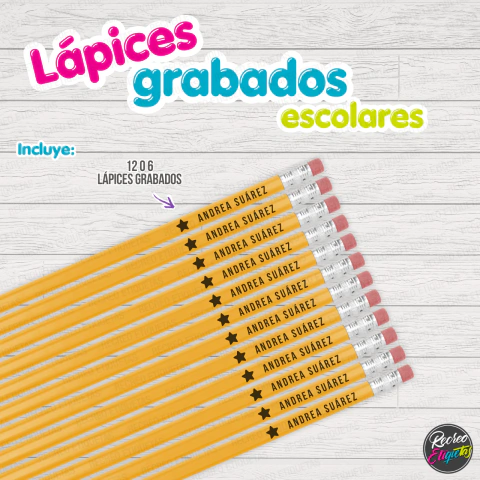 Lápices grabados escolares