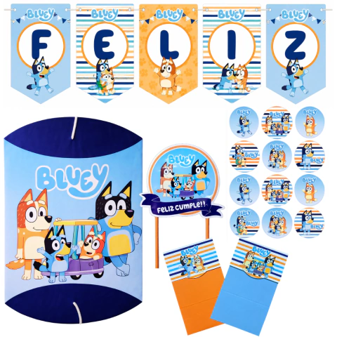 Kit de Decoración de Cumpleaños "Bluey" - 25 Piezas