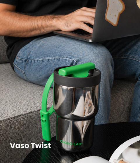 Vaso Térmico Twist Tumbler Negro Verde — Acero Inoxidable