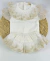 Conjunto Body Bebê Off White com Calcinha em Algodão e Detalhe em Renda Dourada - Maria Chica Bebê