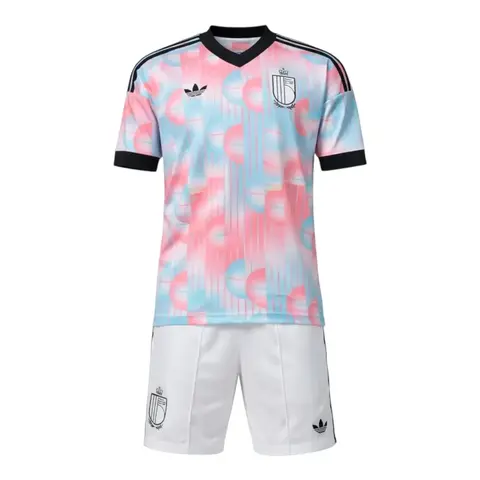 Kit Infantil Seleção Bélgica II 26/27 - Adidas - Azul e rosa