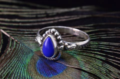 Anel em prata 925 com pedra natural - lapis lázuli - Artes da Asia