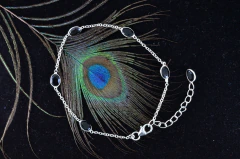 Pulseira em prata 925 com pedra natural- ônix lapidado