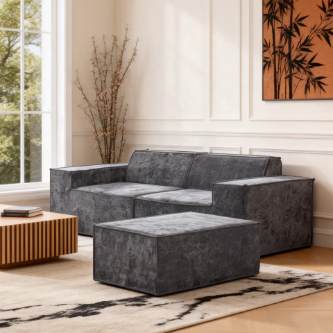 Sofá Buenos Aires — Línea Urban · 2 Cuerpos + Footstool · Dark Grey - comprar online