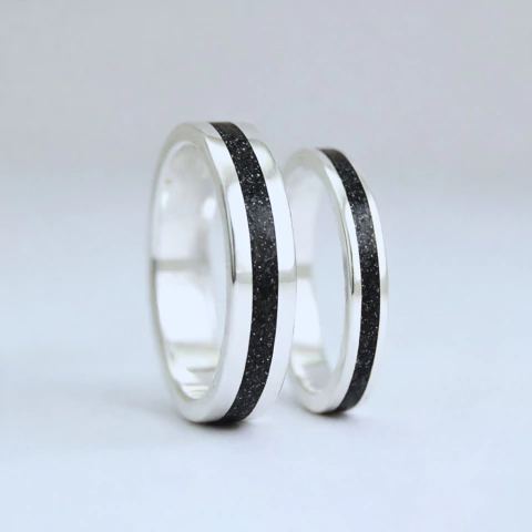 Argollas de Matrimonio Línea de Piedra 3 mm y 5 mm – Plata 950 - comprar en línea