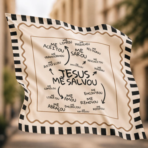 Lenço Cristão 70x70cm - Jesus me Salvou