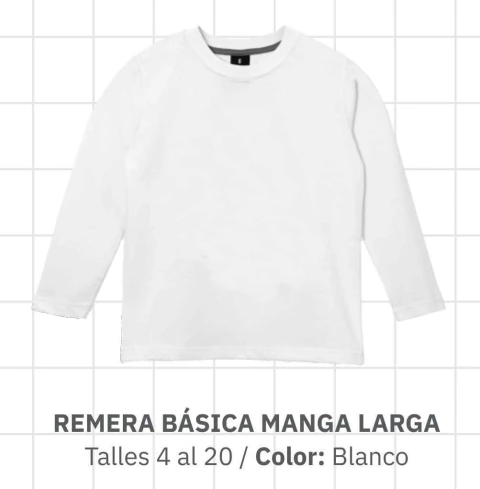 REMERA GEPETTO M/L BLANCA COLEGIAL UNISEX (GT258301)