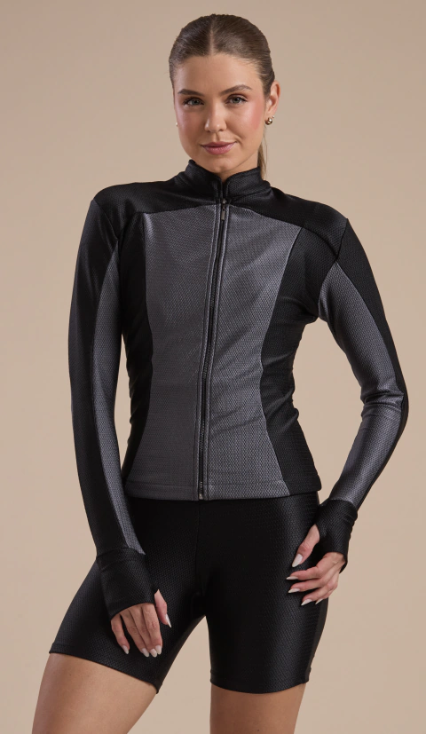 Casaco Feminino Slim Fit Grafite e Preto Motion - comprar online