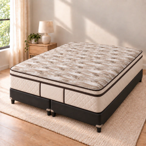 Conjunto Realeza Exclusive + Base Sommier Queen, 160 × 200 cm