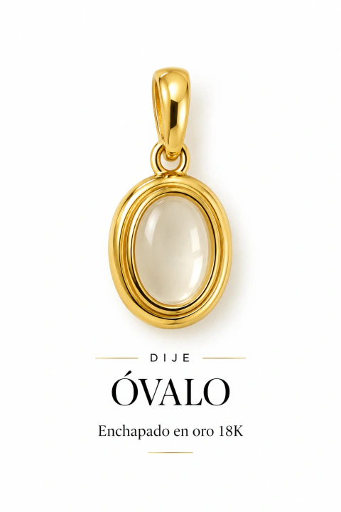 Dije óvalo blanco (oro y acero)