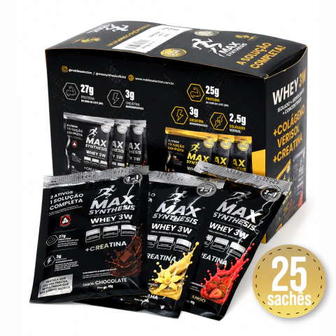 Whey 2 em 1 Max Synthesis Sachê 40g – Chocolate – Caixa 25 unidades