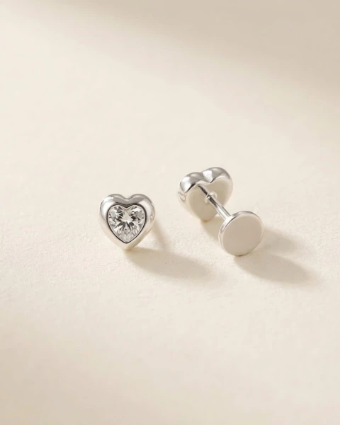 Abridores Bezel Crystal Heart Silver