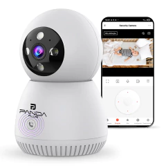Câmera Inteligente Wifi Botão Chamada Visão Noturna Detecção Movimento Alexa Google 360 Babá Eletrônica Pet Panda Plus