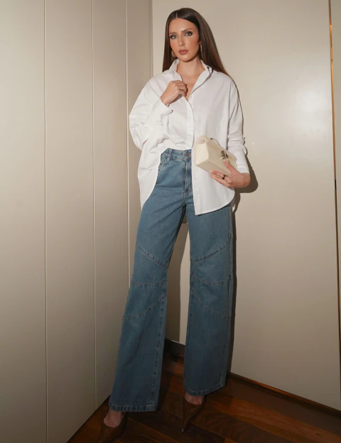 Calça Jeans Recortes Micaela Dirty Claro