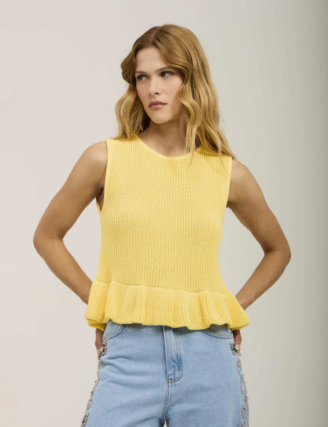 Regata Tricot Peplum Amarela