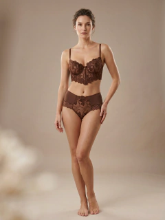Conjunto de Sutiã Cropped Super Luxo em Poliamida com Tule Bordado e Calcinha Semi-Fio - comprar online