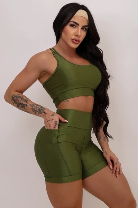 Conjunto Short Fitness Wendy Verde - comprar online