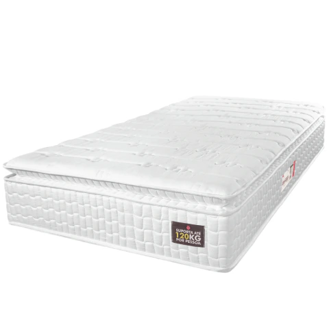 Colchão Solteiro Espuma D33 Pillow Top Van Gogh 88x188x24cm Branco Hellen - Suporta Até 120 Kg