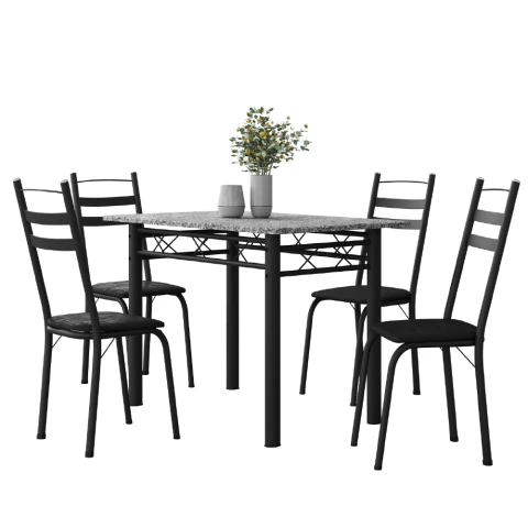 Conjunto De Mesa Sala de Jantar Com 4 Cadeiras Leia Tubular Granito 1,20m Artefamol