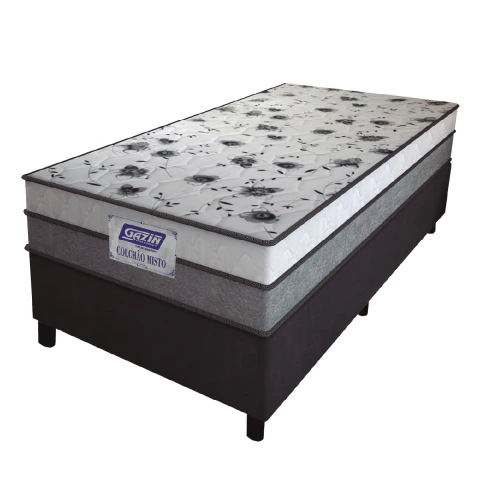 Cama Box Solteiro Colchão Espuma D33 Fort 88x188x59cm Cinza/Branco Gazin
