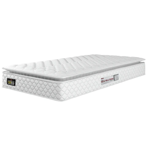 Colchão Solteiro Espuma D33 Pillow Top New Millenium 88x188x19cm Branco Hellen - Suporta Até 120 Kg