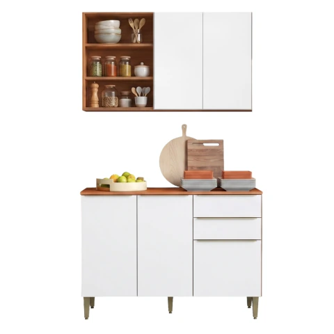 Armário de Cozinha Compacta 5 Portas 2 Gavetas 100% MDF Clara