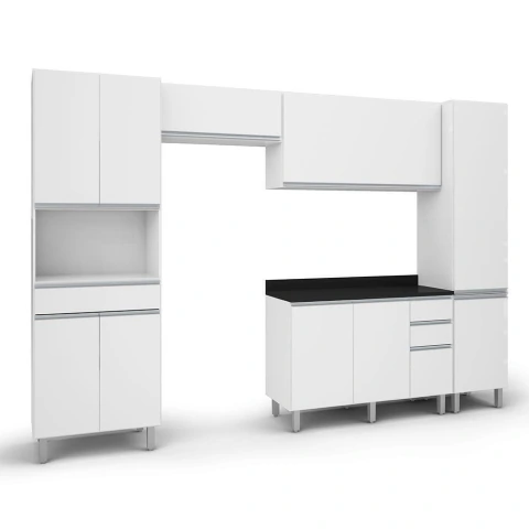 Armário De Cozinha Completa Top Class 5 Peças Com 10 Portas Branco