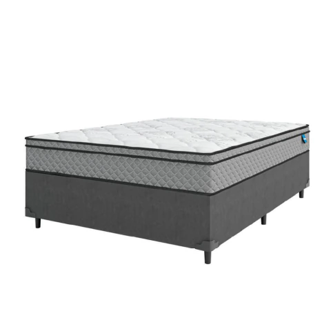 Cama Box Casal Colchão Molas Ensacadas Mirage 138x188x62cm Cinza/Branco Umaflex - Suporta até 120kg