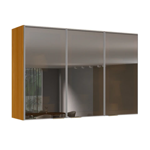 Armário Aéreo De Cozinha 100% MDF 3 Portas Reflecta 1,20m Lais