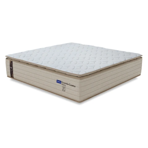 Colchão Casal Probel Molas Ensacadas Pillow Top 138x188x30cm Guarda Costas Genova Branco/Bege