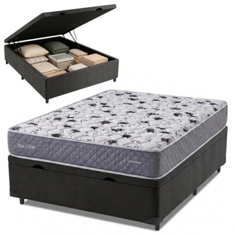 Cama Box Baú Casal Double Face AG65 Eclipse 138x188x61cm Herval - Suporta até 150kg por pessoa