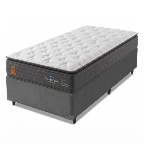 Cama Box Solteiro Molas Ensacadas Pillow Super Monaco 88x188x72cm Probel - Suporta até 180kg