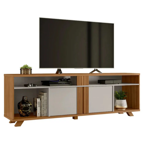 Rack Bancada para TV até 70 Polegadas 1,80m NT 1320 Freijó / Off White