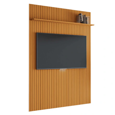 Painel para TV até 70 Polegadas 1,80x2,40m Ripado com Prateleira Arbo Cedro EDN