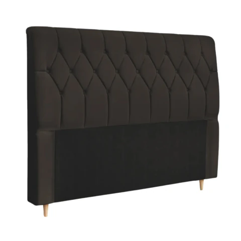 Cabeceira Para Cama Box Casal Istambul Dobuê 1.40m Com Capitonê Chocolate Suede