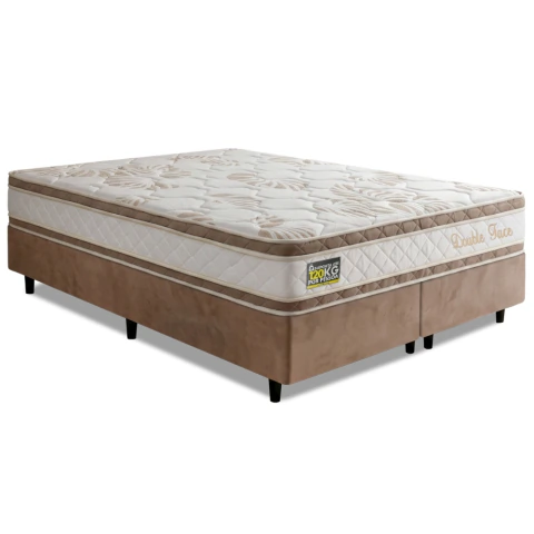 Cama Box King Molas Ensacadas D33 Double Face 193x203x65cm Hellen - Suporta até 120 kg por pessoa