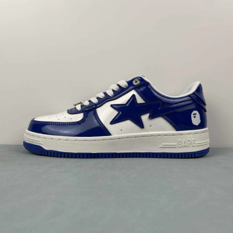 A Bathing Ape Bape Sta Patent Leather White Blue - comprar online